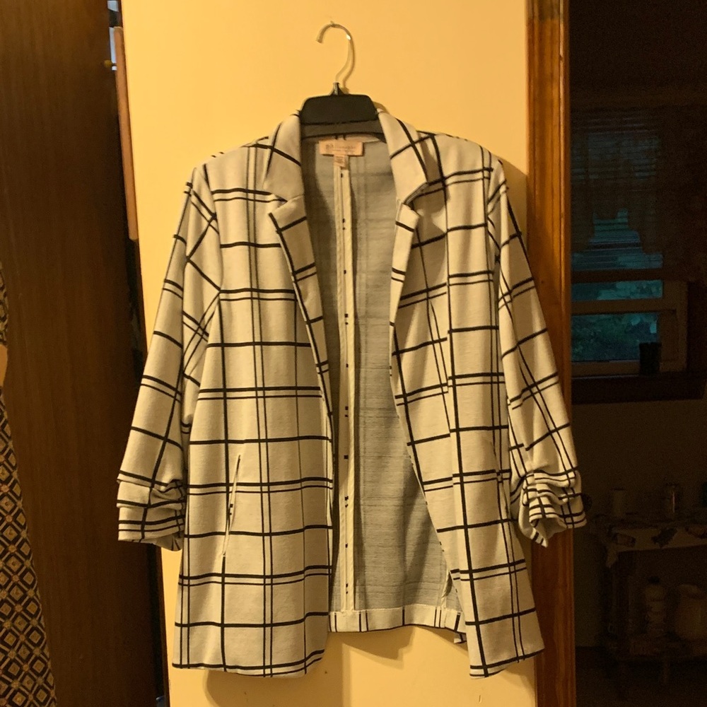 Philosophy Black and White Grid Blazer